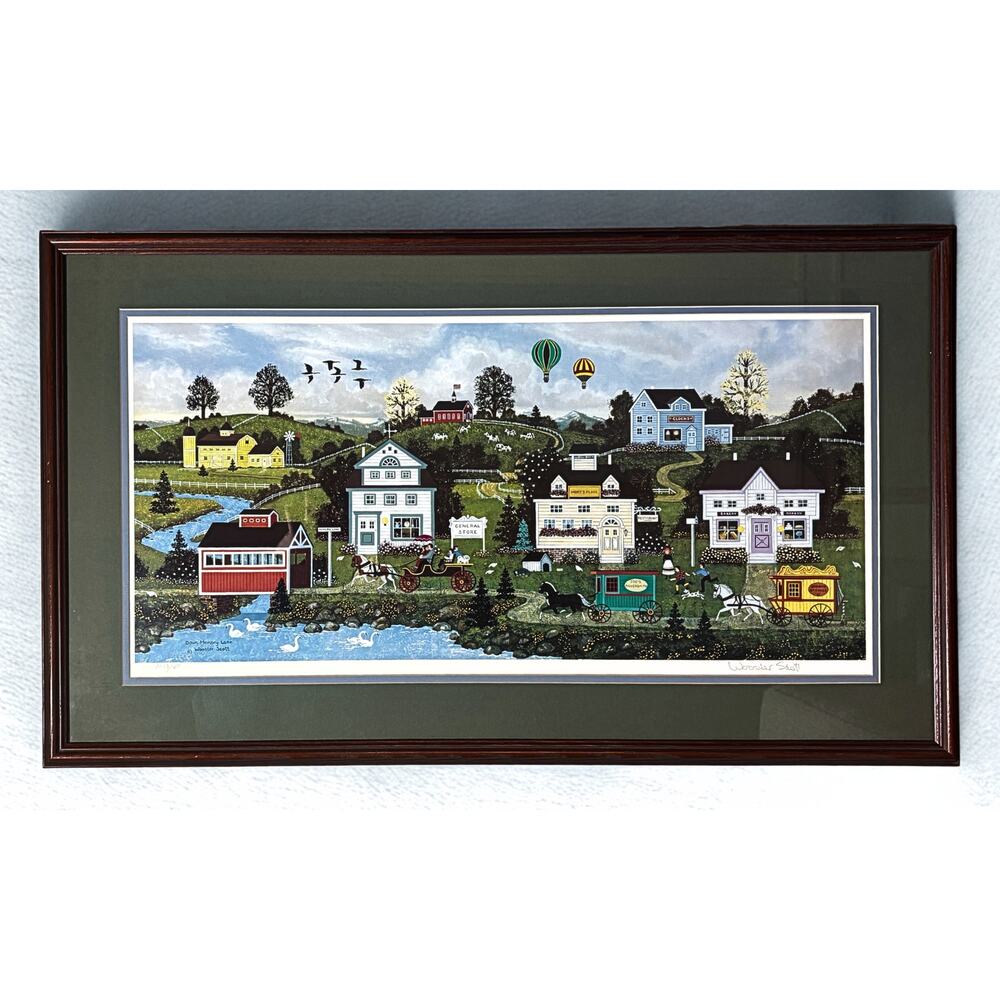 Wooster Scott Signed Artist Proof AP 69/150 “Down Memory Lane” Framed Folk Art